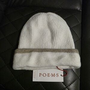 White and Gray Knit Beanie